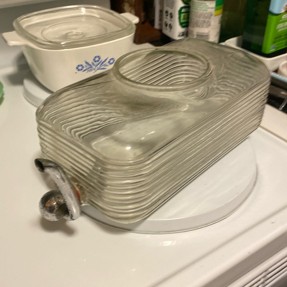 Vintage McKee Glass Refrigerator Jar Dispenser Spigot Horizontal with lid